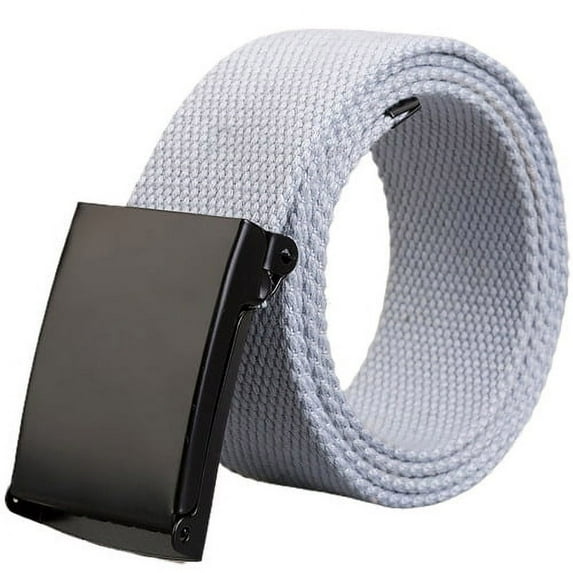MEICHEN Grey Belt for Women and Men,Canvas Belt With Flip Top Plain Buckle Solid Color Elastic Waistband,Unisex Accessories Wide Belt
