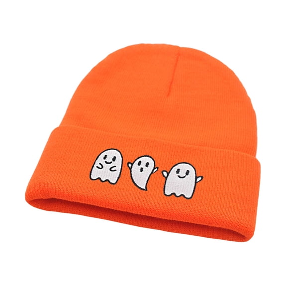 MEICHEN Halloween Cute Ghost Embroidered Beanie Hats for Women Fashion Cartoon Knit Skull Caps