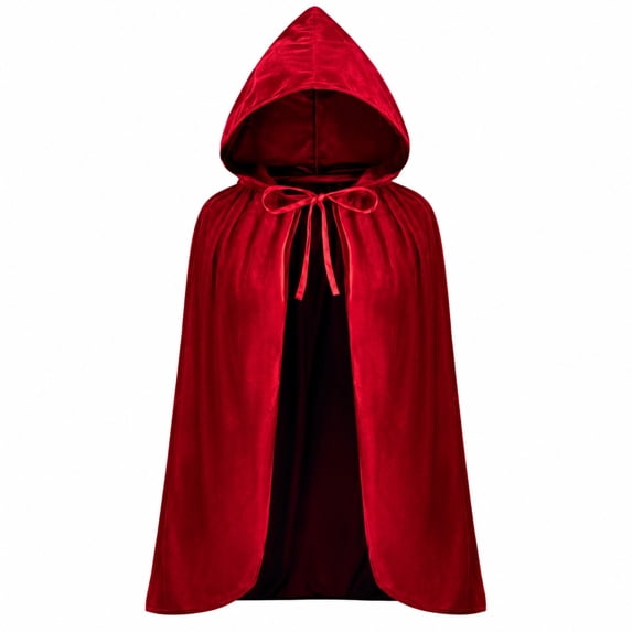 MEICHEN Halloween Solid Color Hooded Cloak for Women Classic Vintage Lace Trim Cape Dress Up Party Accessories