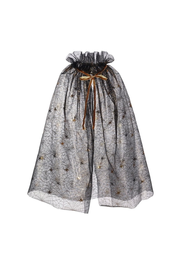 Halloween Spider Web Cape for Women Halloween Party Clothing Accessories Shawl Wrap Mesh Dress Up Cloak