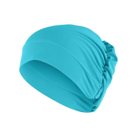 MEICHEN Head Wraps for Women Casual Solid Color Beading Hat Muslim Ruffle Cancer Chemo Wrap Cap Turban Summer Accessories Green