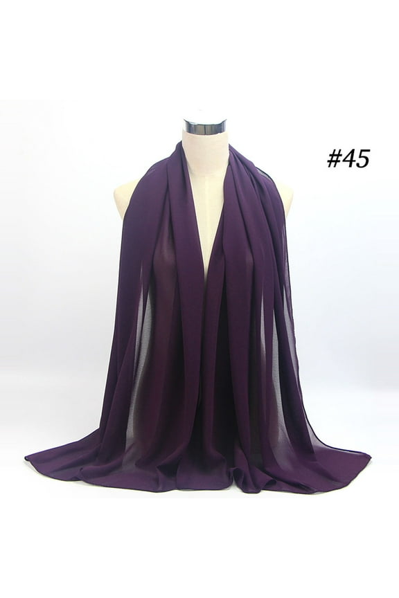 Head Wraps for Women Plain Bubble Chiffon Scarf Printe Headband Muslim Hijabs Wrap Summer Accessories Purple
