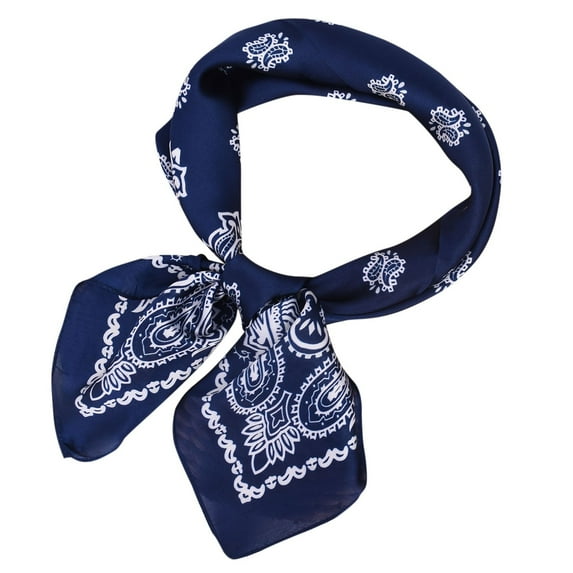 MEICHEN Head Wraps for Women Satin Cashew Flower Print Square Scarf Plain Casual Skin-friendly Turban Summer Accessories Blue