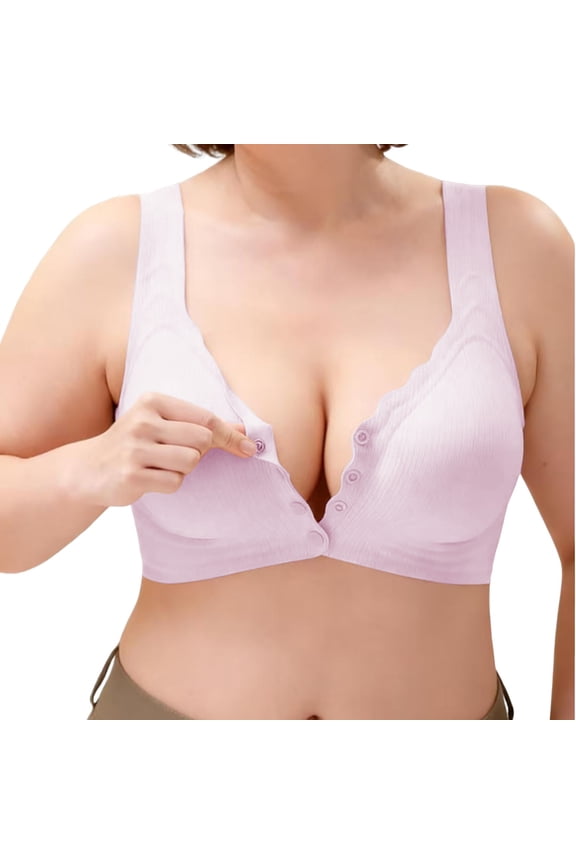 High Support Front Closure No Underwire Bras for Women Adjustable Strap Full Coverage Jelly Bras Comfortable Seamless Underwear