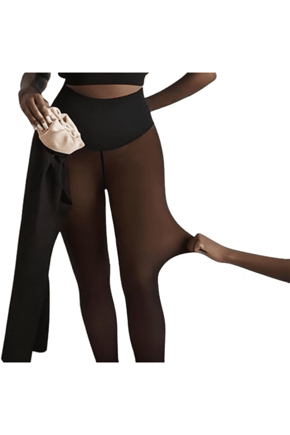 High Waisted Fleece Lined Tights for Women Fashion Solid Color Translucent Pantyhose