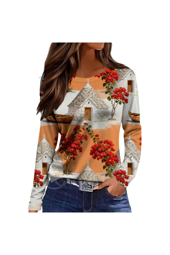 Isle Sweater Women Retro Pullover Tops Fall Loose Long Sleeve Crewneck Knit Sweaters