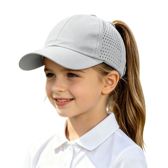 MEICHEN Kids Ponytail Baseball Cap Mesh Girls Sun Hat Adjustable Outdoor Sports Visor Hat