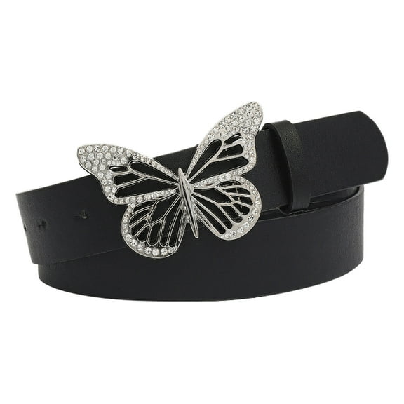 MEICHEN Leather Belt for Women Fashion Soft Leather Belts With Butterfly Buckle Black Women's Accessories Belt