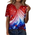 thumbnail image 1 of MEICHEN Lidies' Patriotic Tops Summer Printed Short Sleeve Blouses America 250th Anniversary Graphic Tees Casual V Neck T Shirt, 1 of 6