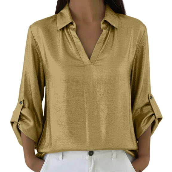 MEICHEN Long Sleeve Shirts for Women Casual Solid Color Long Sleeve Shirts Casual Fall Clothes Fashion Cowl Neck Blouses Tops Womens Blouses