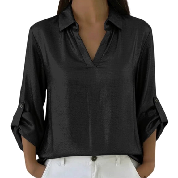 MEICHEN Long Sleeve Tops for Women Casual Solid Color Long Sleeve Shirts Casual Fall Clothes Fashion Cowl Neck Blouses Tops Blouses for Women