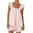 thumbnail image 1 of MEICHEN Lounge Set for Women Women's Pajama Set Soft Cotton Set Summer 2 Outfits Ruffle Trim Top and Shorts Set Sleepwea Women's Essentials Fashion Sleepwear, 1 of 3