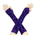 thumbnail image 1 of MEICHEN Mardi Gras Sparkly Sequin Gloves Long Velvet Length Arm Sleeves Wedding Prom Gloves for Women, 1 of 4