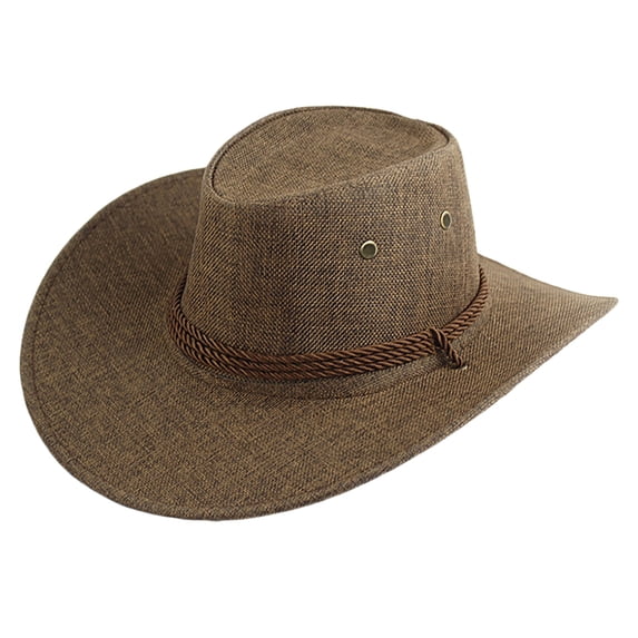 MEICHEN Men's Classic Western Hat With Leather And Metal Embellishments Brown Cowboy Hat For Outdoor And Casual Wear