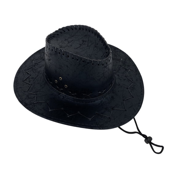 MEICHEN Men's Classic Western Hat With Leather Solid Color Stylish Cowboy Hat Retro Sun Hat