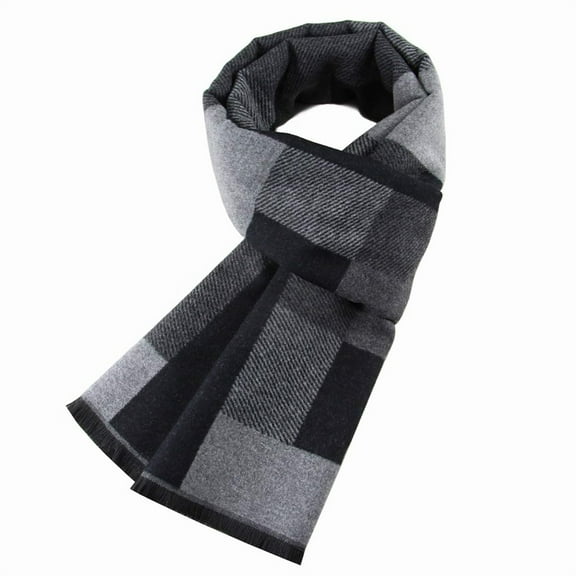 MEICHEN Neck Warmer for Graceful Men Fashion Winter Warm Thick Classic Scarf Elegant Plaid Fashion Neck Warmer Winter Accessories Black