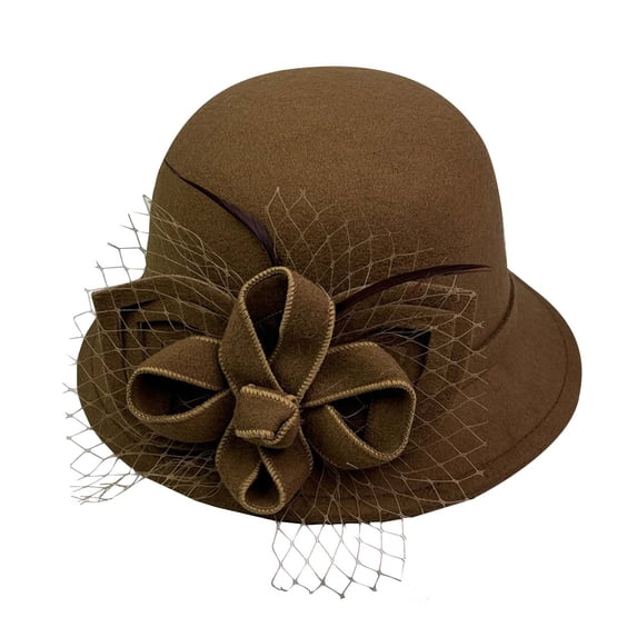 MEICHEN New Women's Elegant Cloche Hat Stylish Autumn and Winter Flower Round Top Bucket Hat Pretty Clothing Accessories