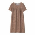 thumbnail image 1 of MEICHEN Night Gowns for Women Summer Cotton Silk Short Sleeved Sleep Dress for Middle Aged Women New Loose Fitting Home Wear Elderly Sleepwear Plus Size Dress Women's Sleep Dress, 1 of 3