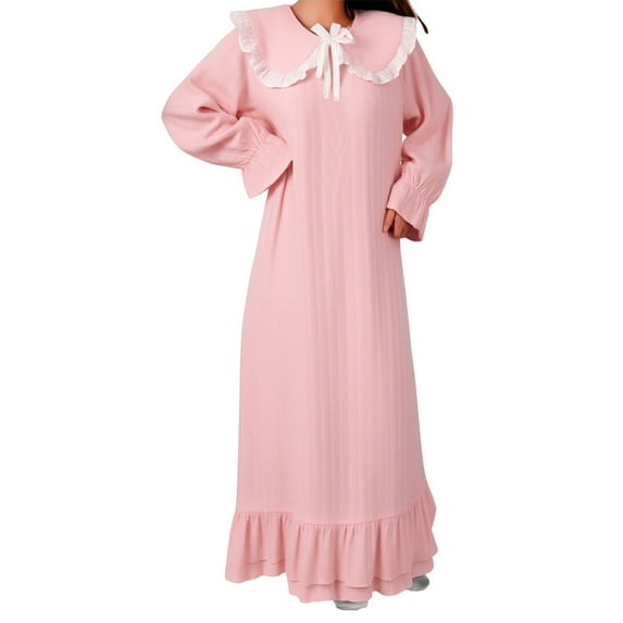 MEICHEN Night Gowns for Women Winter Solid Color Flannel Nightgown Warm Court Style Full-Length Sleep Dress Cozy Comfort Loungewear Women's Sleep Dress