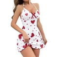 thumbnail image 1 of MEICHEN Night Gowns for Women Valentine's Day Heart Print Bowknot Nightgowns Deep V Neck Backless Chemise Nightdress Women's Sleep Dress, 1 of 5