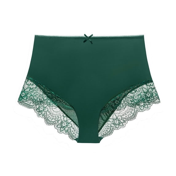 MEICHEN No Show Underwear for Women Solid High Waisted Briefs Ladies Soft Stretchy Panties with Lace Edges Summer Fall Essentials Fashion Clothing