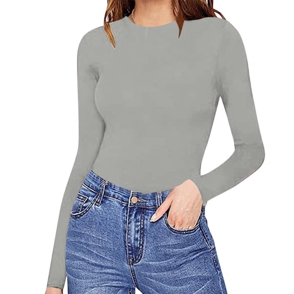 MEICHEN Onesises Pajamas for Women Crew Neck Long Sleeve Bodysuit Comfortable Tops Body Suits Womens Summer Essentials Sleepwear