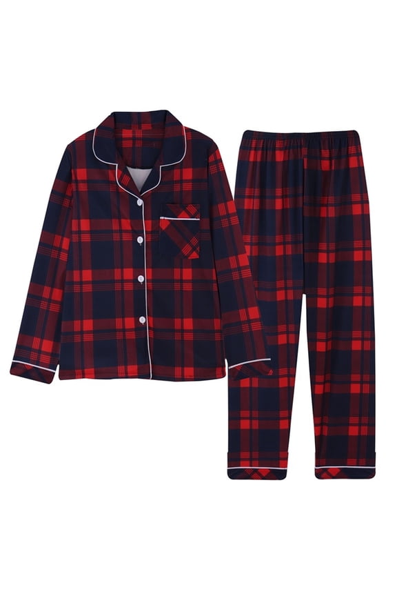 Pajamas Set for Women Long Sleeve Classic Retro Two Piece Leisure Suit Autumn Winter Comfortable Loungewear with Button Pocket Trousers Sleepwear Set Womens Loungewear