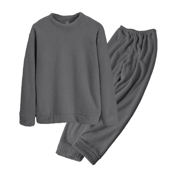 MEICHEN Pajamas Set for Women Women's Pure Color Sleepwear Autumn and Winter Soft Half Fleece Plus Fleece Warm High End Home Clothes Set Womens Loungewear