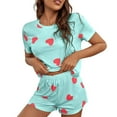 thumbnail image 1 of MEICHEN Pajamas Set for Women Women's Cute Heart Print Tee and Shorts Pajama Set Women's Loungewear, 1 of 8