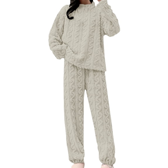 MEICHEN Pajamas Set for Women Womens Fuzzy Sets Warm Cozy Winter Sets Fleece Set Loose Comfy Ladies Plush Womens Sleepwear