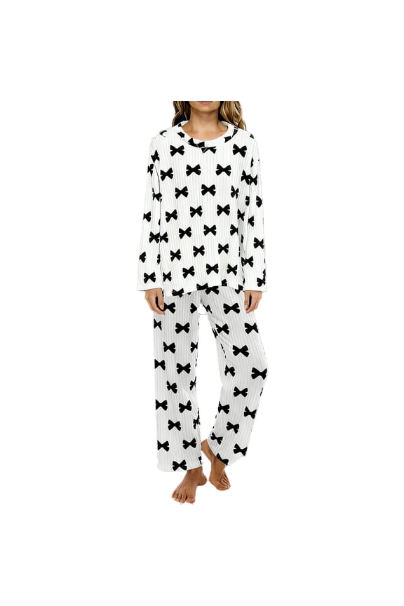Pajamas for Women Set Fall and Winter Thickened Warm Flannel Sleepwear Set 2 Piece Women's Comfort Cozy Long Sleeve Loungewear Suit Womens Sleepwear