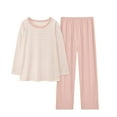 thumbnail image 1 of MEICHEN Pajamas for Women Set Womens Comfortable Stripe Gradient Pure Color Imitation Cotton Pajamas Women's Casual Loose Long Sleeved Trousers Suit Women's Loungewear, 1 of 3