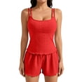 thumbnail image 1 of MEICHEN Pajamas for Women Set Double Strap Square Neck Cutout Two Piece Set Camisole + Loose Shorts Ensemble Womens Sleepwear, 1 of 8