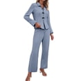 thumbnail image 1 of MEICHEN Pajamas for Women Set Ribbed Pajama Sets for Women Pullover V Neck Long Sleeve Sleepwear Matching Comfy Long Pants Outfits Womens Sleepwear, 1 of 4