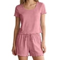 thumbnail image 1 of MEICHEN Pajamas for Women Set Short Sleeve and Shorts Two Piece Set Trimmed Loungewear Ensemble Womens Sleepwear, 1 of 9