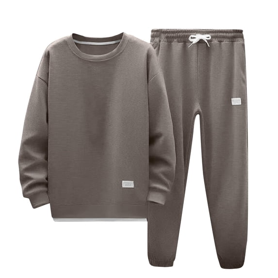MEICHEN Pajamas for Women Set Solid Color Sweatshirt Casual Fashion Long Sleeved Round Neck Top Sweatpants 2 Piece Set Sweatsuits Women's Sleepwear