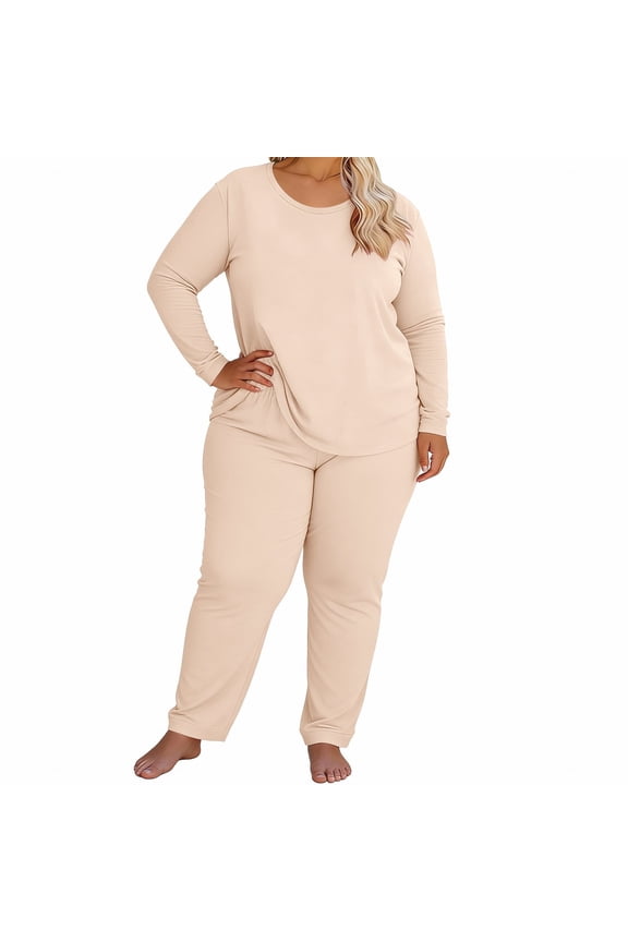 Pajamas for Women Set Thermal Underwear for Women Plus Size Winter Warm Fleece Lined Base Layer Long Top and Bottom Sets Womens Sleepwear