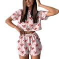thumbnail image 1 of MEICHEN Pajamas for Women Set Women Pajamas Cute Sleepwear Buttons Short Sleeve Tops Shorts Sets Women's Loungewear, 1 of 3