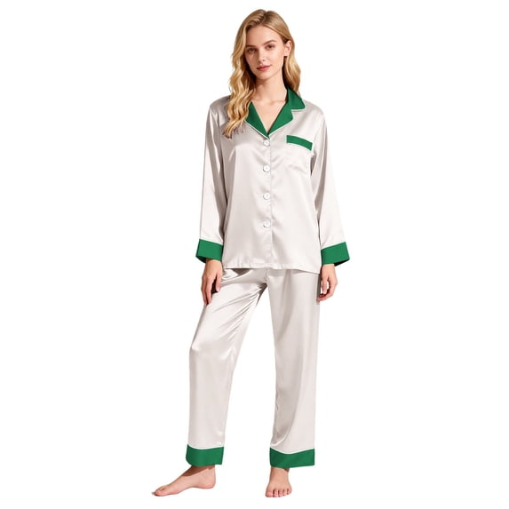 MEICHEN Pajamas for Women Set Women Satin Pajamas Set Classic Button Down Long Set Womens Sleepwear