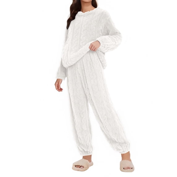 MEICHEN Pajamas for Women Set Womens Pajama Sets Fleece Pajamas Comfortable Pullover Tops Sleep Pants Lounging Warm Sleepwear Womens Loungewear