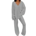 thumbnail image 1 of MEICHEN Pajamas for Women Women's Fuzzy Sets 2 Piece Outfits Long Sleeve Top Wide Leg Pants Pajama Sets Womens Loungewear, 1 of 3