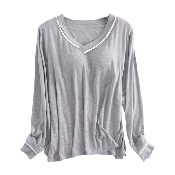 MEICHEN Pajamas for Women Women's Long Sleeve Sleep T Shirt Basic Layer Stretchy Shirts Neck Pajama Top Women's Sleepwear