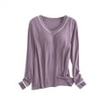 thumbnail image 1 of MEICHEN Pajamas for Women Women's Long Sleeve Sleep T Shirt Basic Layer Stretchy Shirts Neck Pajama Top Womens Loungewear, 1 of 3