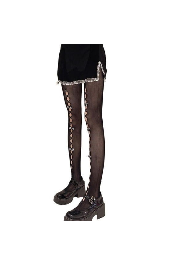 Pantyhose for Women, Trendy Cute Lolita Tights with Bows Girls Gothic Lace Mesh Stockings, Fall Winter Fashion Accessories
