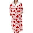 thumbnail image 1 of MEICHEN Plush Bathrobes for Women Valentine's Day Fleece Plush Robe Long Warm Plush Bathrobe Loungewear Jacket Printed Comfort Robe Women's Robes, 1 of 5