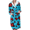 thumbnail image 1 of MEICHEN Plush Bathrobes for Women Valentine's Day Fleece Plush Robe Long Warm Plush Bathrobe Loungewear Jacket Printed Comfort Robe Women's Robes, 1 of 5
