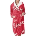 thumbnail image 1 of MEICHEN Plush Bathrobes for Women Valentine's Day Fleece Plush Robe Long Warm Plush Bathrobe Loungewear Jacket Printed Comfort Robe Women's Robes, 1 of 5
