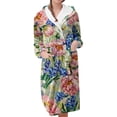 thumbnail image 1 of MEICHEN Plush Fleece Robe for Women Long Floral Print Flannel Hooded Bathrobe Plus Size Women's Loungewear, 1 of 5