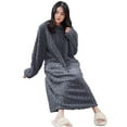 thumbnail image 1 of MEICHEN Plush Robes for Women Loose Thickened Autumn and Winter Loungewear Plain Coral Fleece Nightgown Warm Long Sleeved Pajamas with Extended Length Womens Robes, 1 of 4