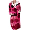 thumbnail image 1 of MEICHEN Plush Robes for Women Valentine's Day Fleece Plush Robe Long Warm Plush Bathrobe Loungewear Jacket Printed Comfort Robe Womens Robes, 1 of 5
